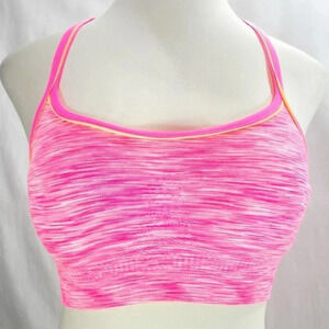 SMALL Everlast Wire Free Padded Racerback Sports Bra Fuschia Sun Space Dyed NWT‎